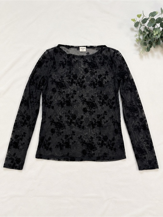 Abercrombie & Fitch Tops - Abercrombie & Fitch Black Floral Burnout Mesh Long-Sleeve Top
